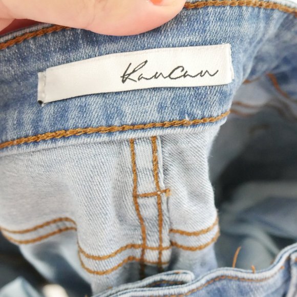 KanCan Medium Wash Distressed High Waisted Jean Shorts with Roll Up Cuff 13 30 - Picture 4 of 12